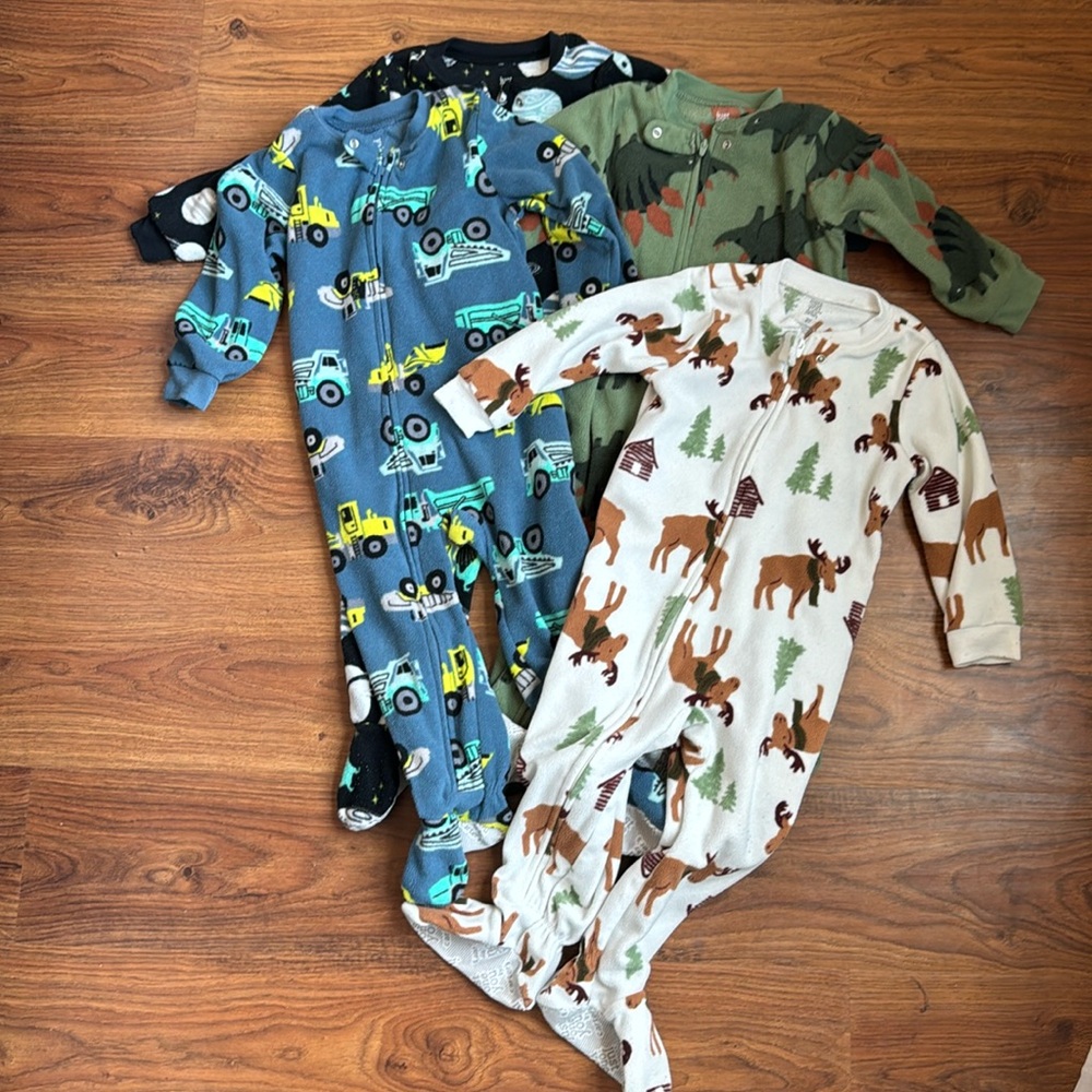 4 warm fleece zip up footie pajamas Just One You brand